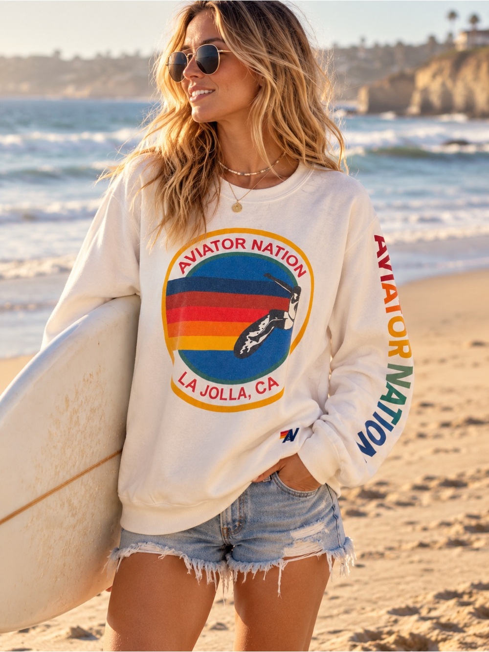 Aviator Nation Crewneck Sweatshirt White